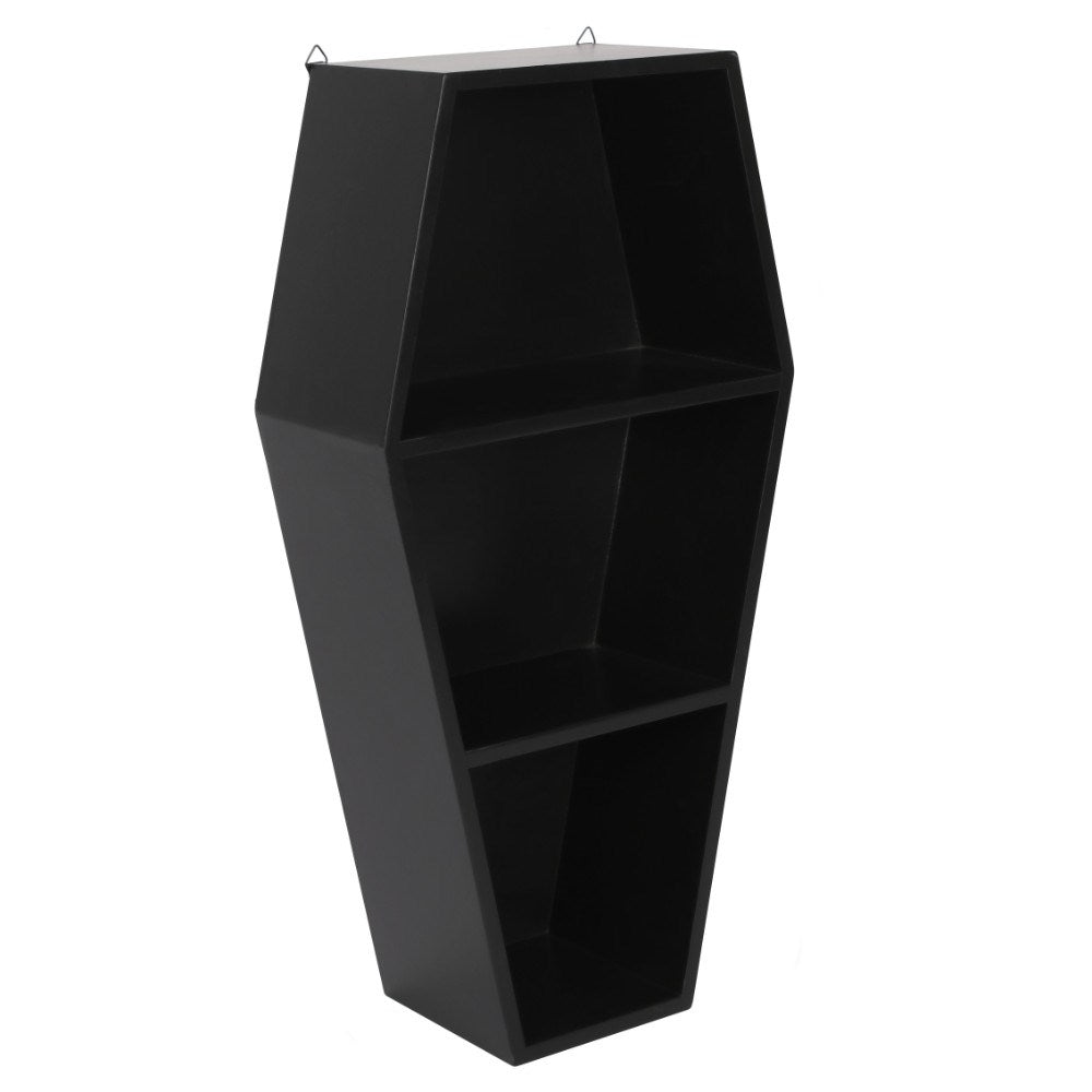 Black Wooden Coffin Shelving Unit