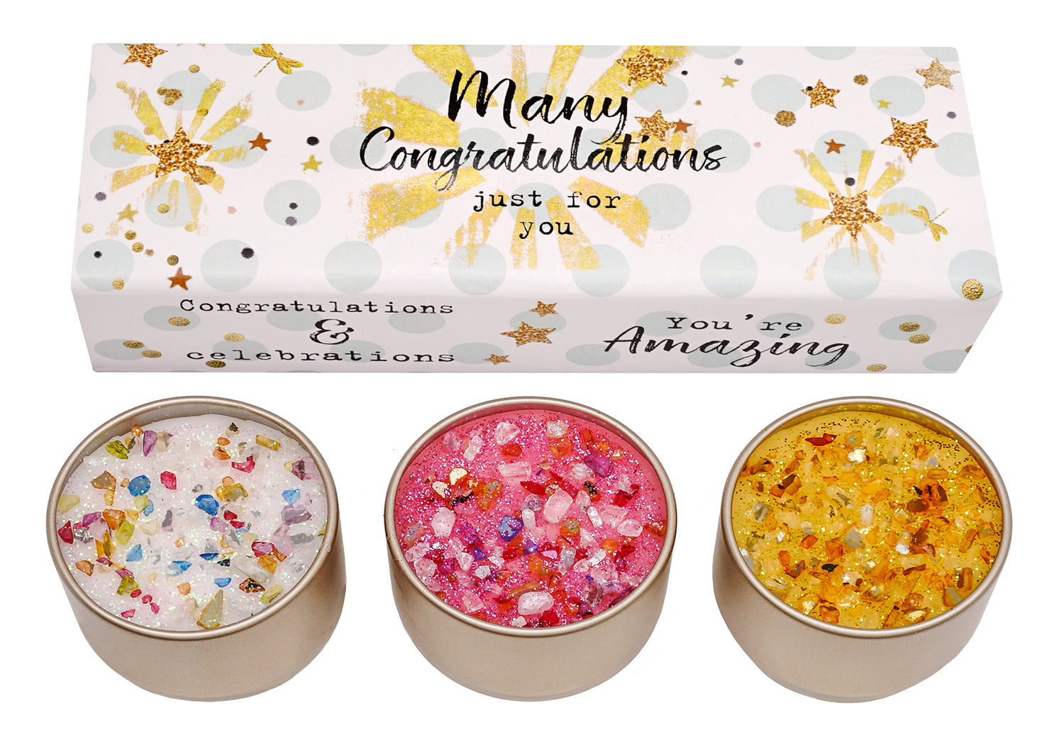 3 Pack Scented Glitter Candles - Various Slogans - Mum - Friend - Birthday Etc