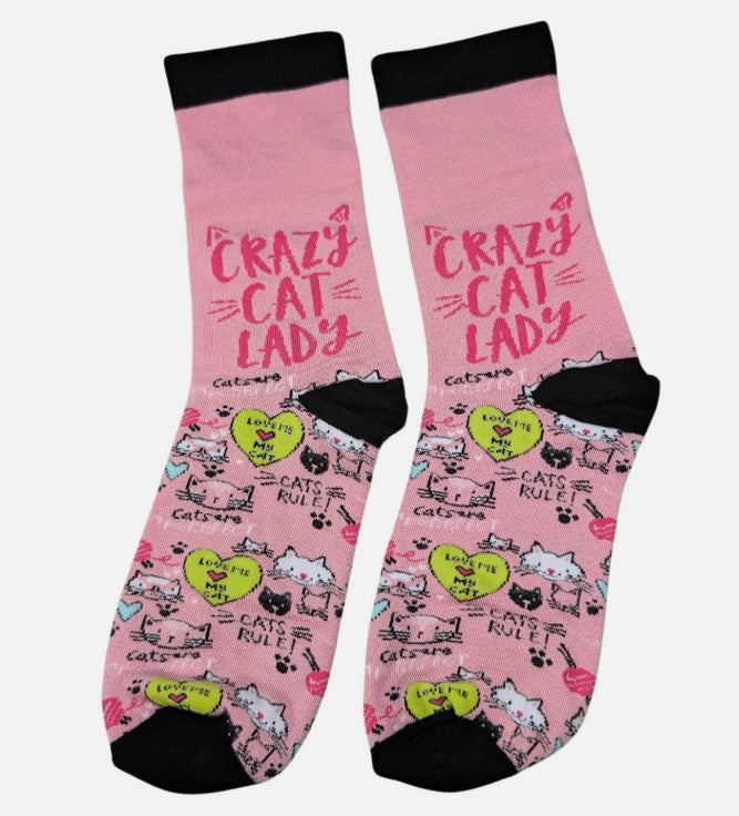 Crazy Cat Lady Novelty Bamboo Socks UK Size 4-7