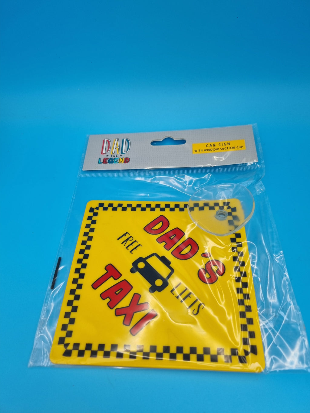 Dad's Taxi Free Lifts Suction Cup Car Hanging Sign