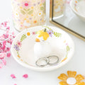 Daisy and duck ceramic trinket dish, perfect for jewellery or small items
