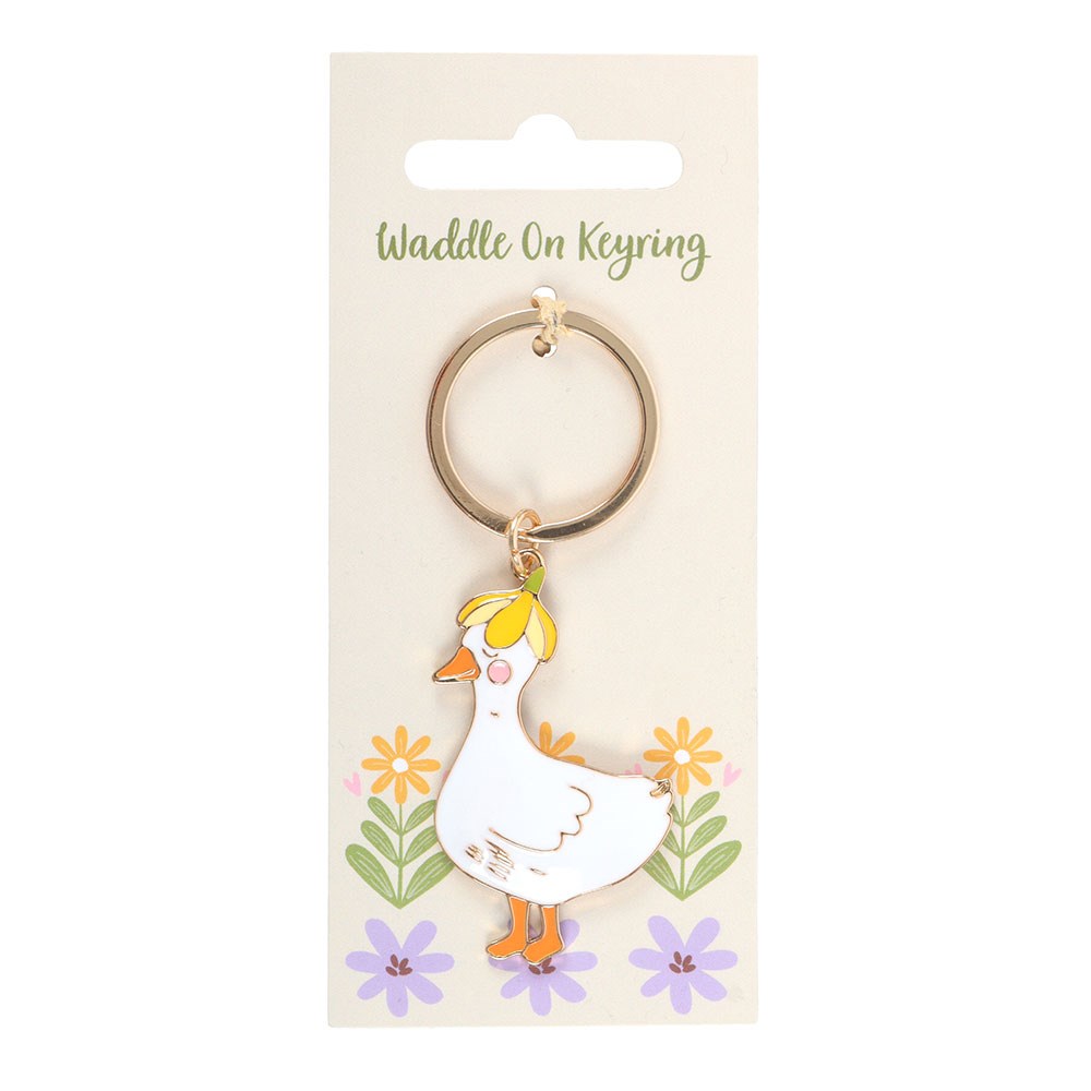 Waddle On Duck Shaped Metal & Enamel Keyring