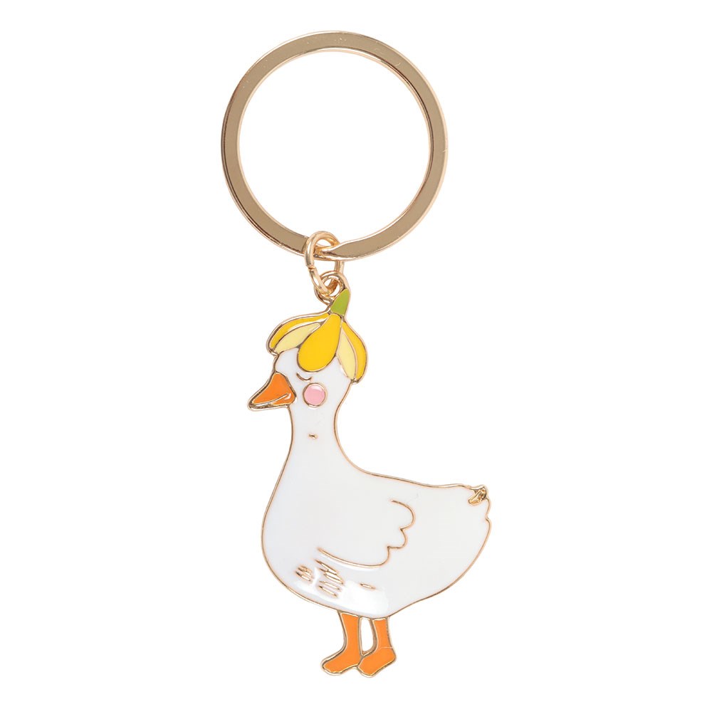 Waddle On Duck Shaped Metal & Enamel Keyring