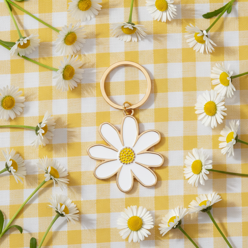 Daisy Keyring Flat Lay