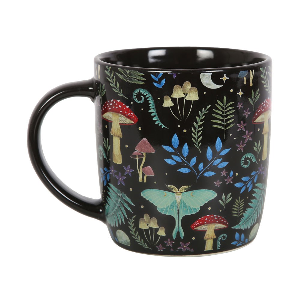 Dark Forest Mushroom Print Ceramic Mug