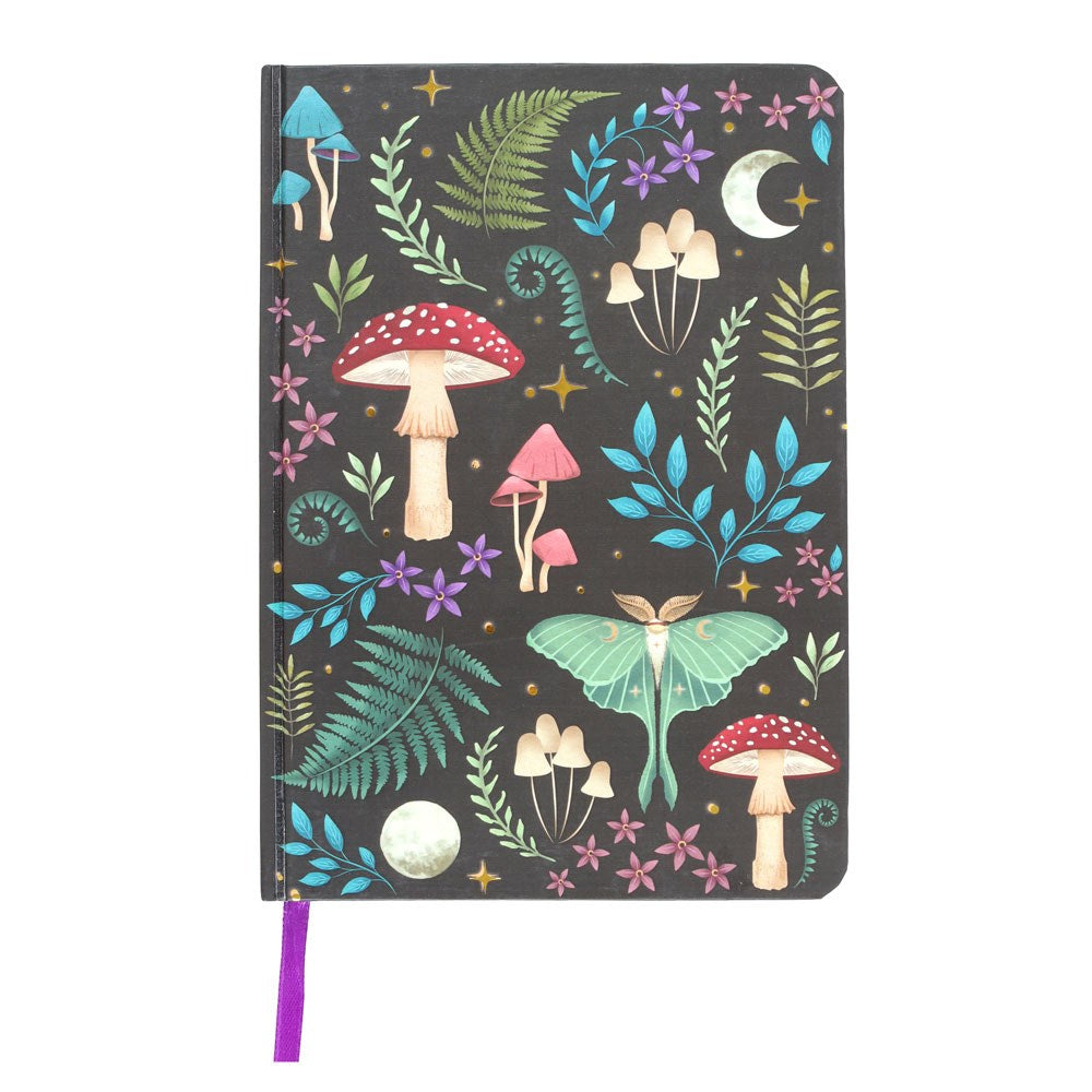 Dark Forest Mushroom Print A5 Lined Notebook