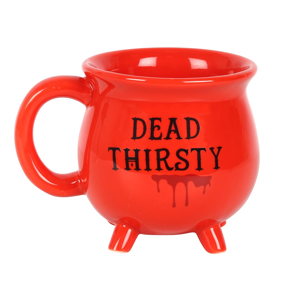 Dead Thirsty Red Ceramic Cauldron Shaped Mug