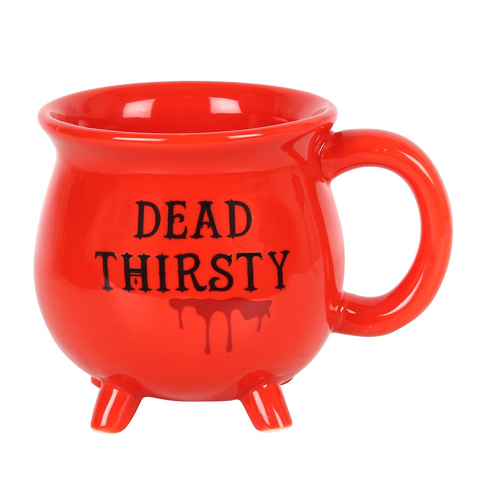 Dead Thirsty Red Ceramic Cauldron Shaped Mug