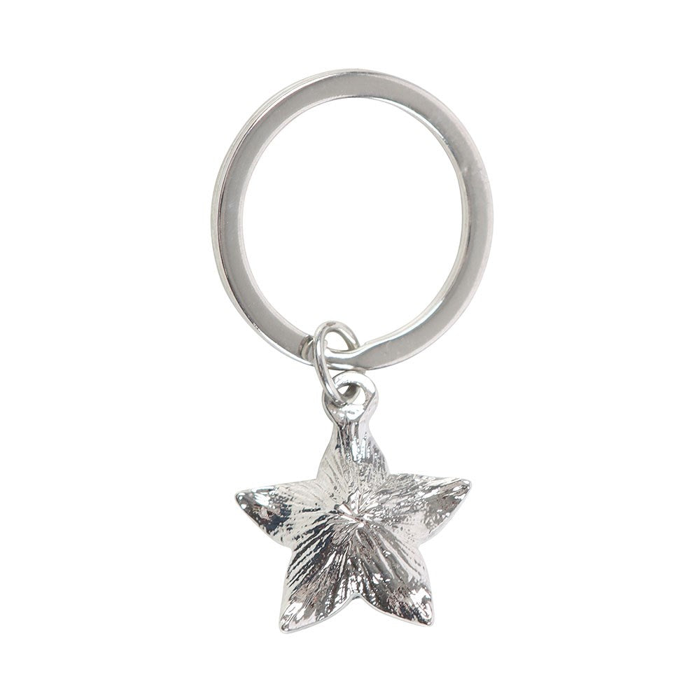 Deadly Nightshade Metal Keyring With Black Obsidian
