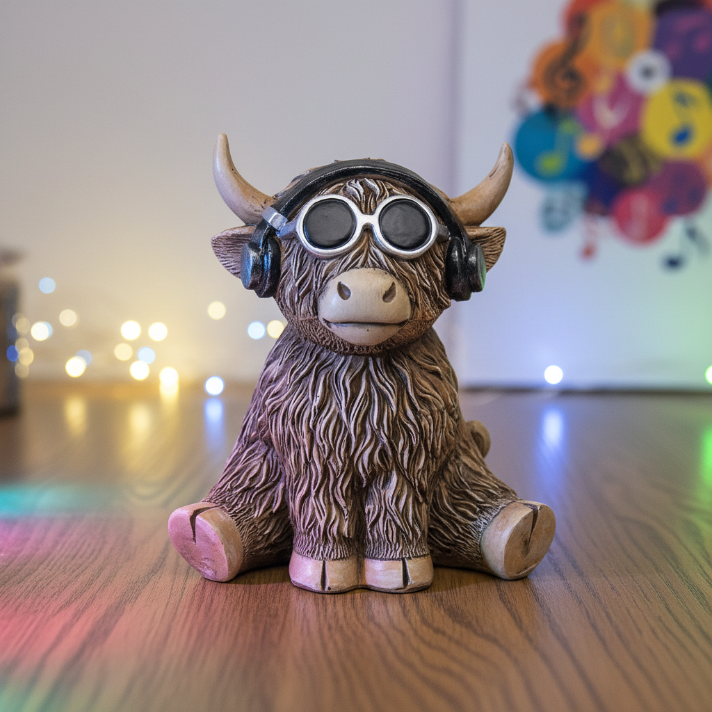DJ MooSic Highland Cow - lifestyle