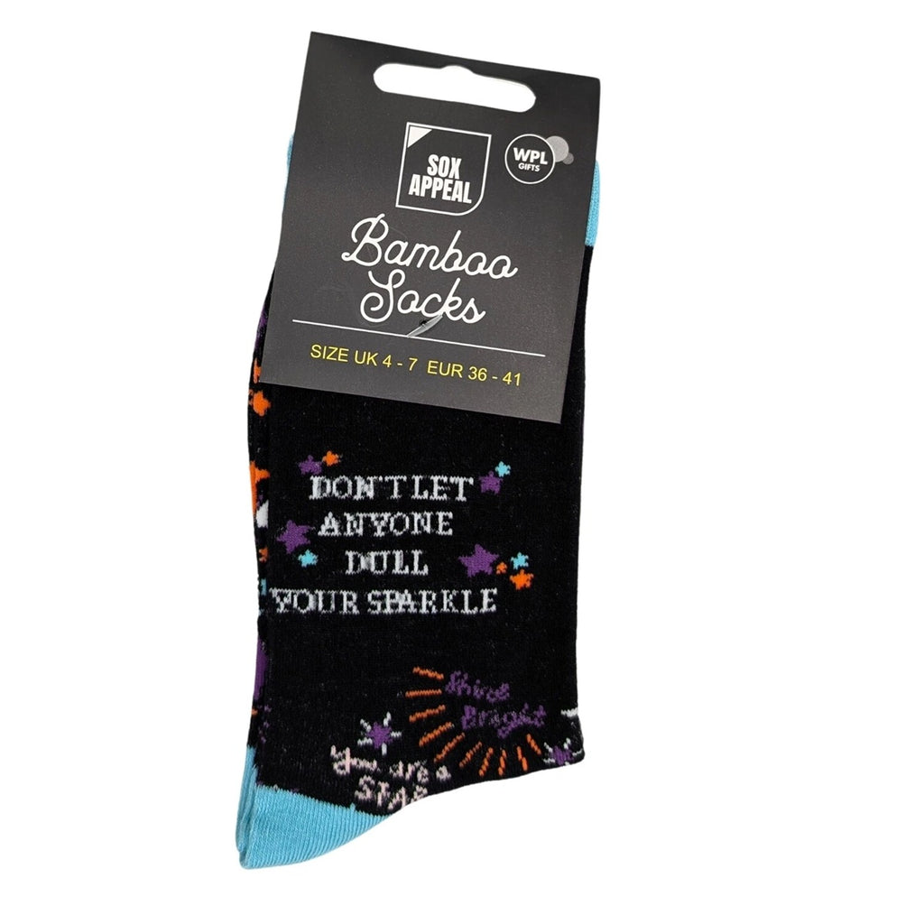 Don't Let Anyone Dull Your Sparkle Novelty Bamboo Socks UK 4-7
