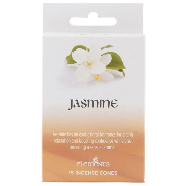 Elements Jasmine Incense Cones - 15 Cones Per Pack