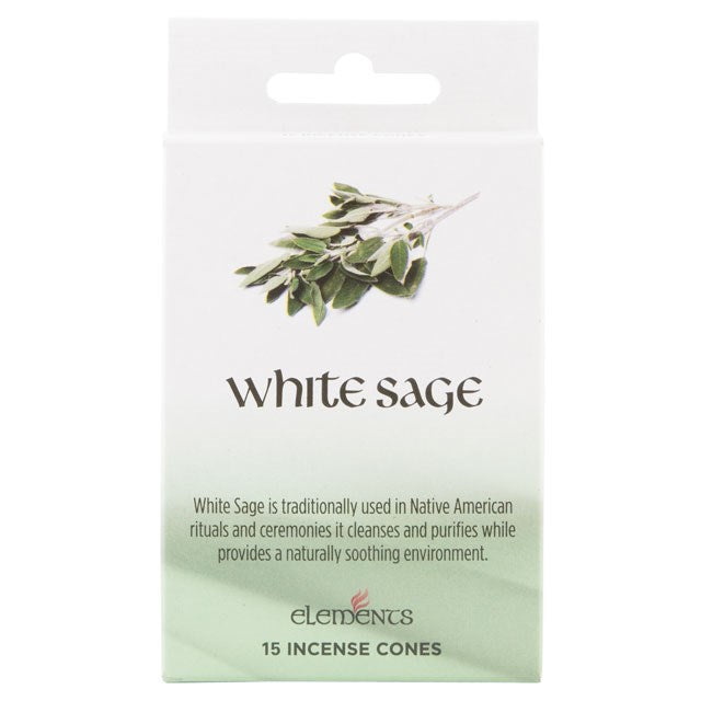 Elements White Sage Incense Cones - 15 Cones Per Pack
