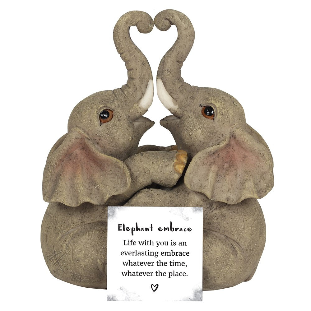 Elephant Couple Embrace Figurines