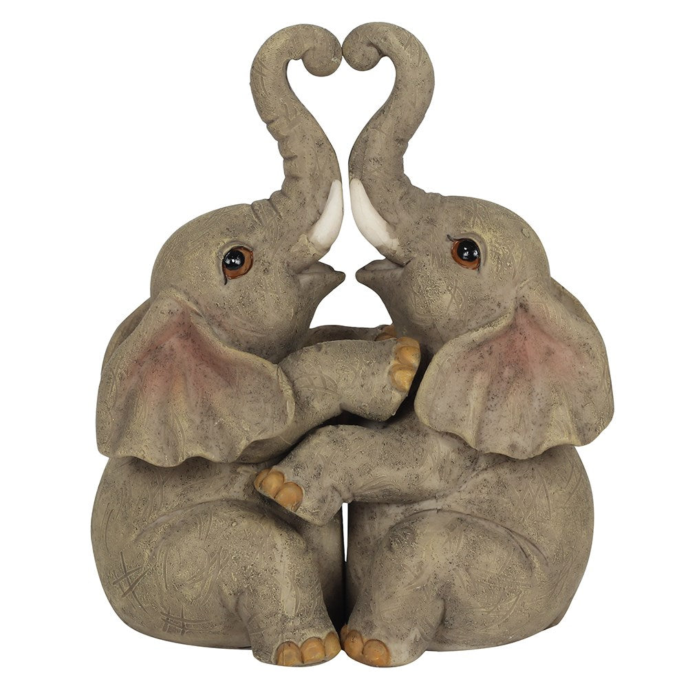 Elephant Couple Embrace Figurines