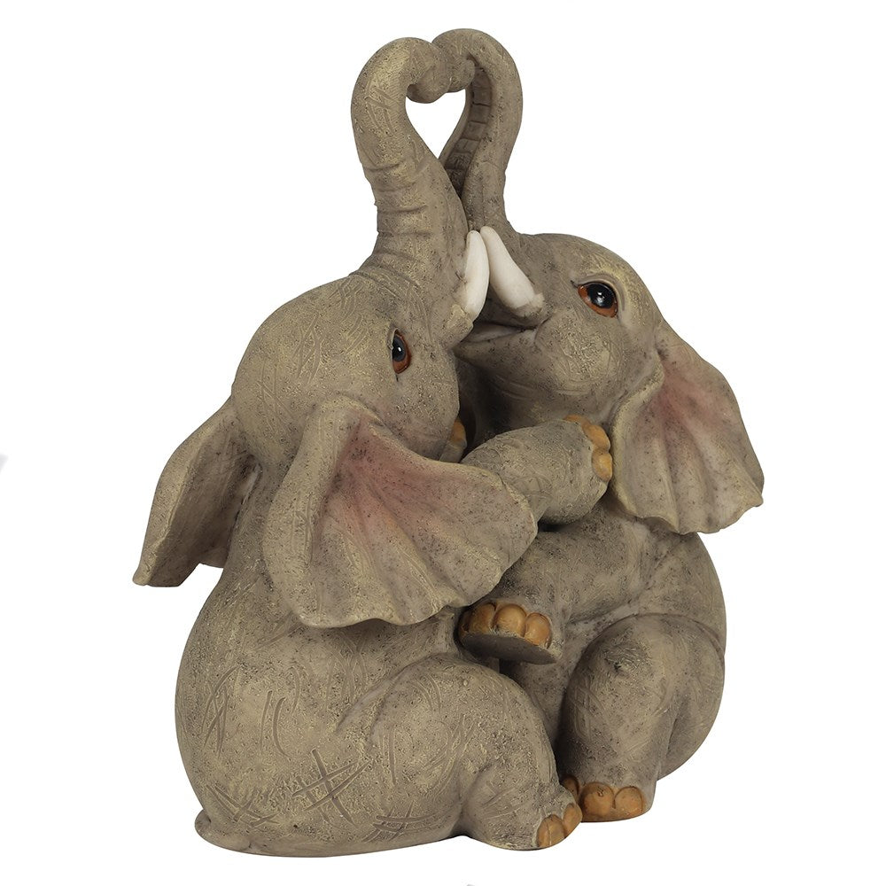 Elephant Couple Embrace Figurines