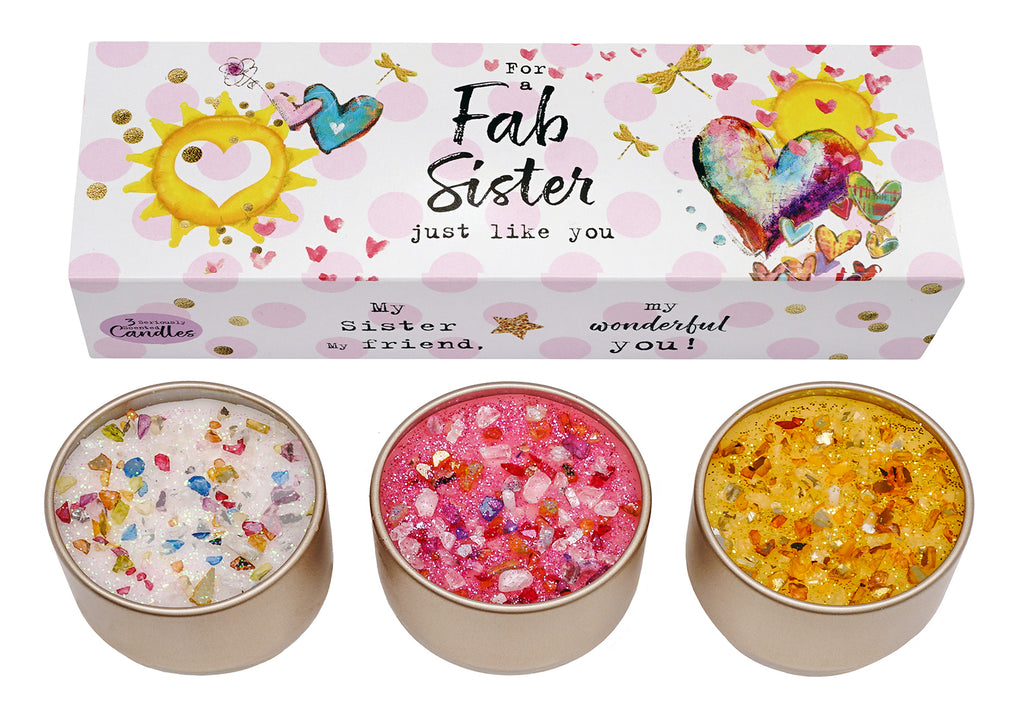 3 Pack Scented Glitter Candles - Various Slogans - Mum - Friend - Birthday Etc