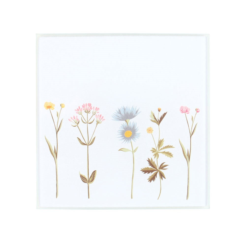 Floral Pattern Glass Coasters. Set Of 4