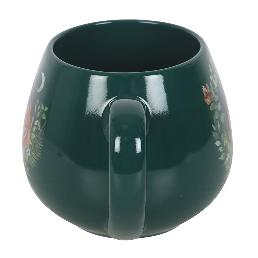 Sleeping Fox Dark Green Ceramic Rounded Mug