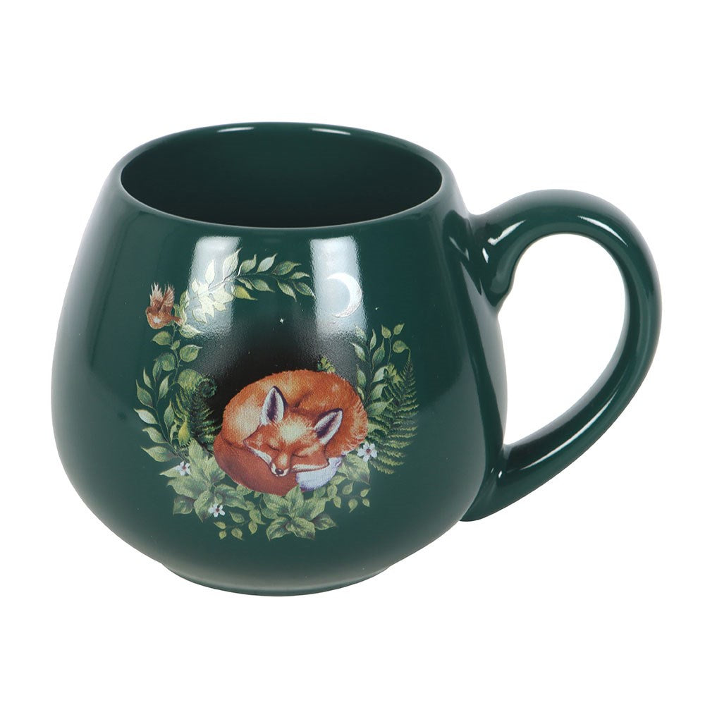 Sleeping Fox Dark Green Ceramic Rounded Mug