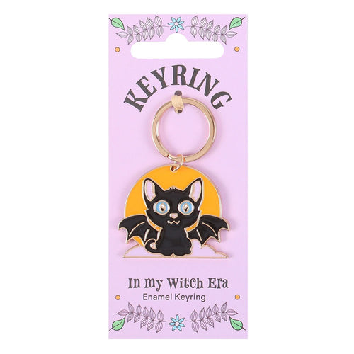 Bat/Cat With Full Moon Metal Keyring