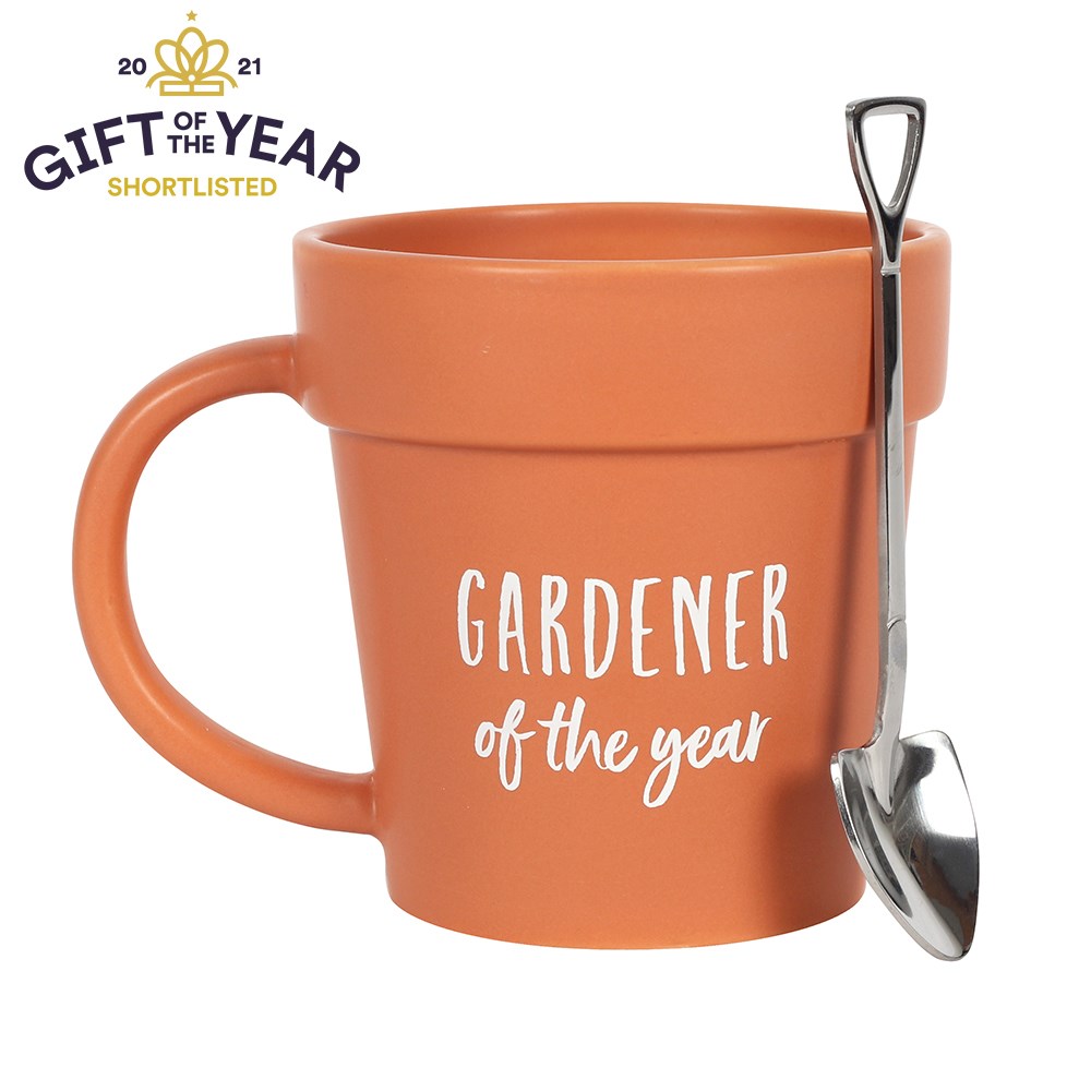 Gardener Of The Year Plant Pot Mug & Shovel Spoon