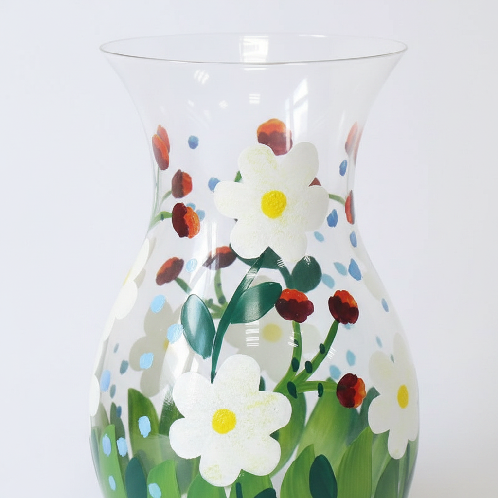 Hand Painted Daisy Vase - detail