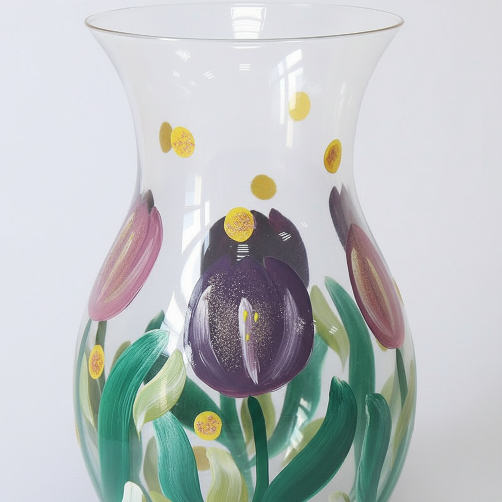 Hand Painted Tulip Vase - detail