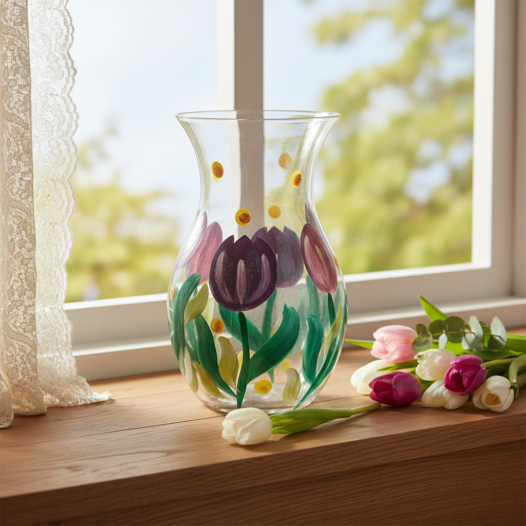 Hand Painted Tulip Vase - lifestyle