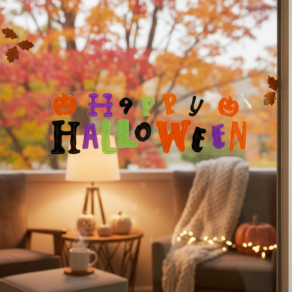 Happy Halloween Window Gel - House Window Styling