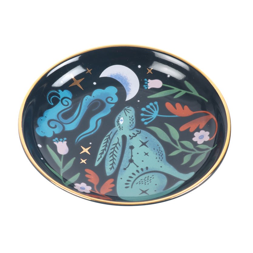 Midnight Hare Ceramic Round Trinket Dish