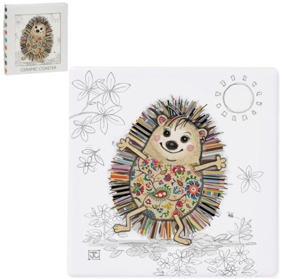 Hattie Hedgehog Bug Art Ceramic Coaster