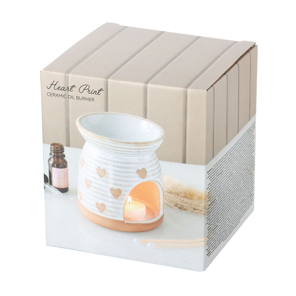 Ceramic All Over Heart Print Oil Burner & Wax Warmer