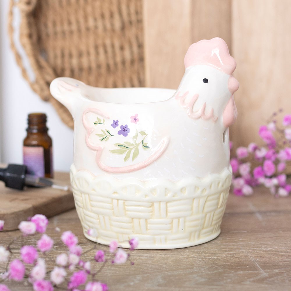 Hen shaped ceramic oil burner and wax warmer, decorative and practical home fragrance piece