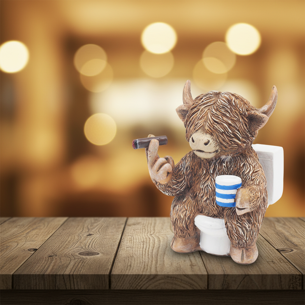 Highland Cow Cigar – Wooden Shelf Clean