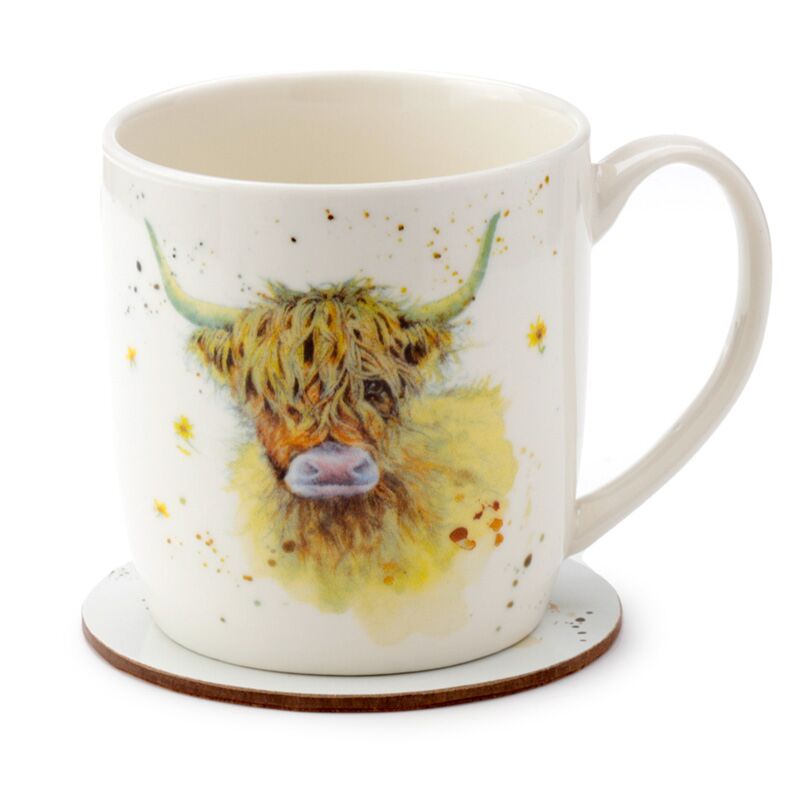 Jan Pashley Highland Cow Mug & Coaster Set