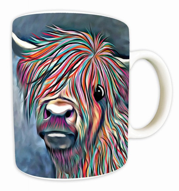 Colourful Ceramic Highland Cow Mug By Deborah Barker