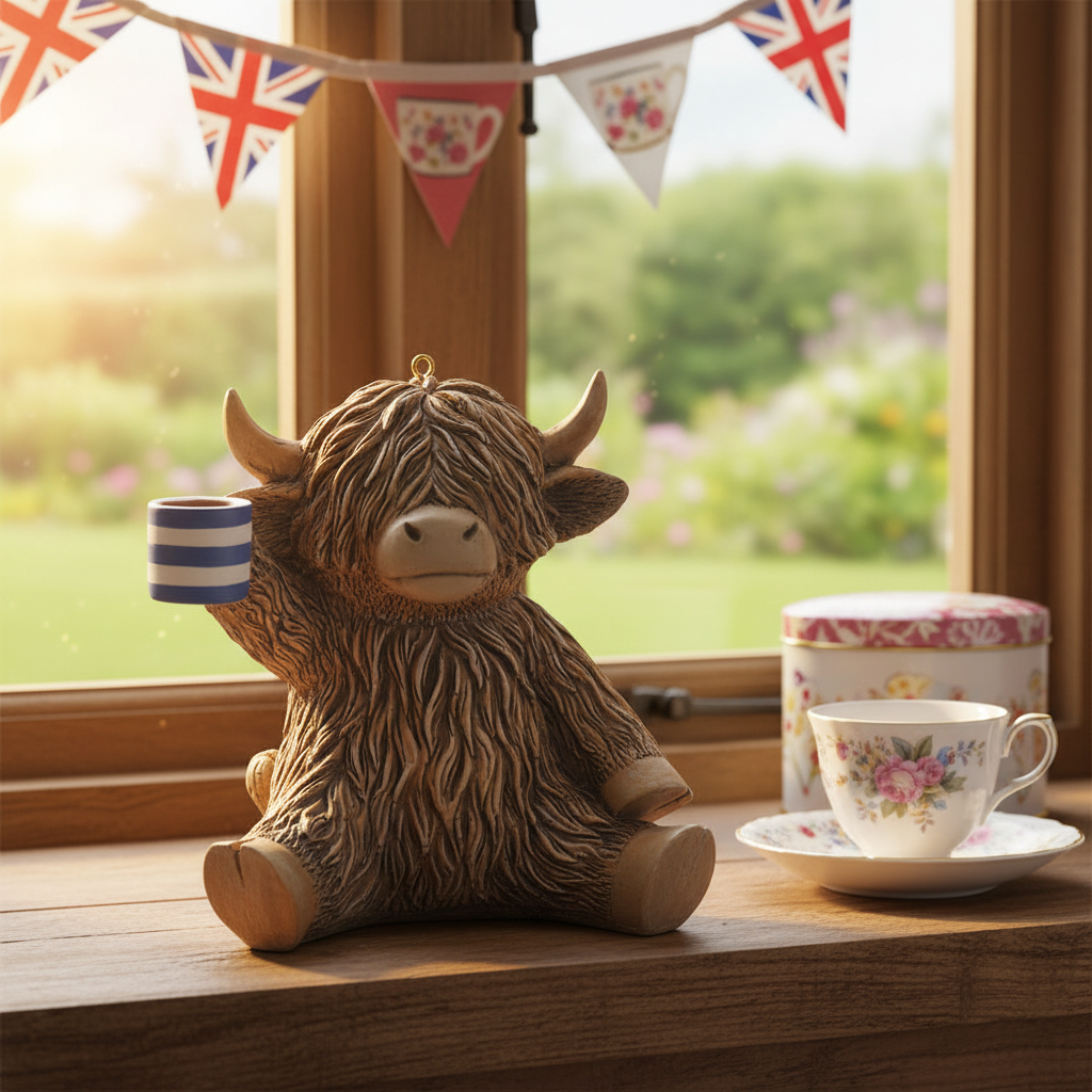 Highland Cow Tea Ornament - Kitchen Lifestyle
