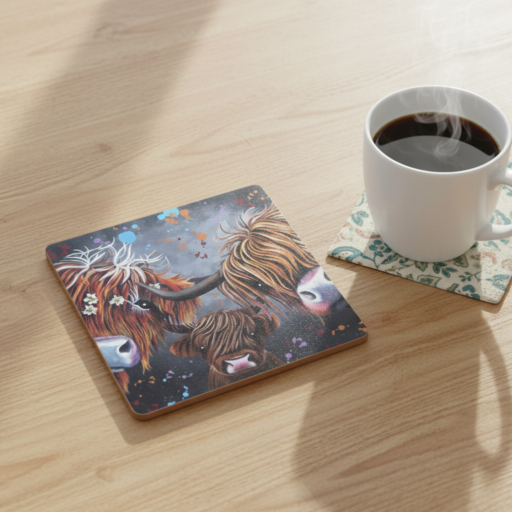 Highland Herd Coaster - Flat Lay