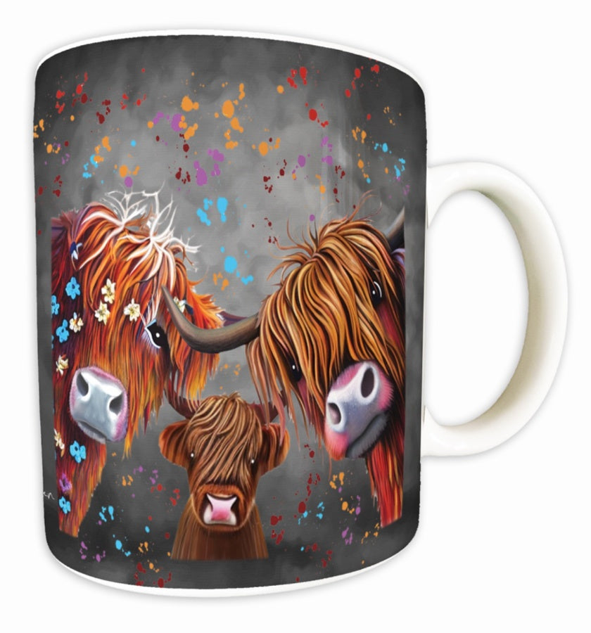 Ceramic Highland Cow Herd Mug By Deborah Barker