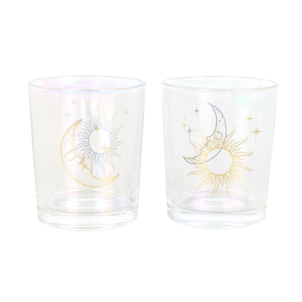 Iridescent Sun & Moon Votive Candle Holders