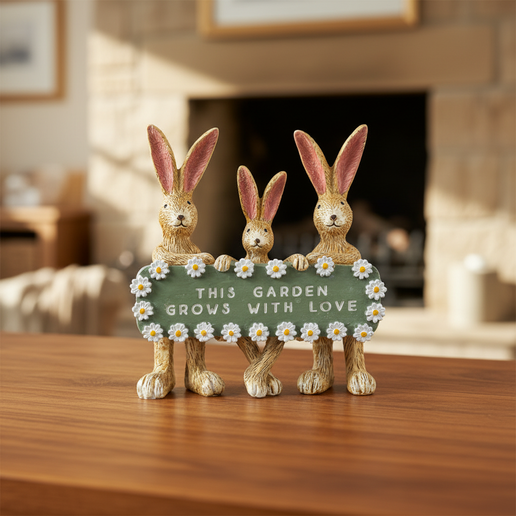 Jasper Rabbit And Family Together Figurine - lifestyle