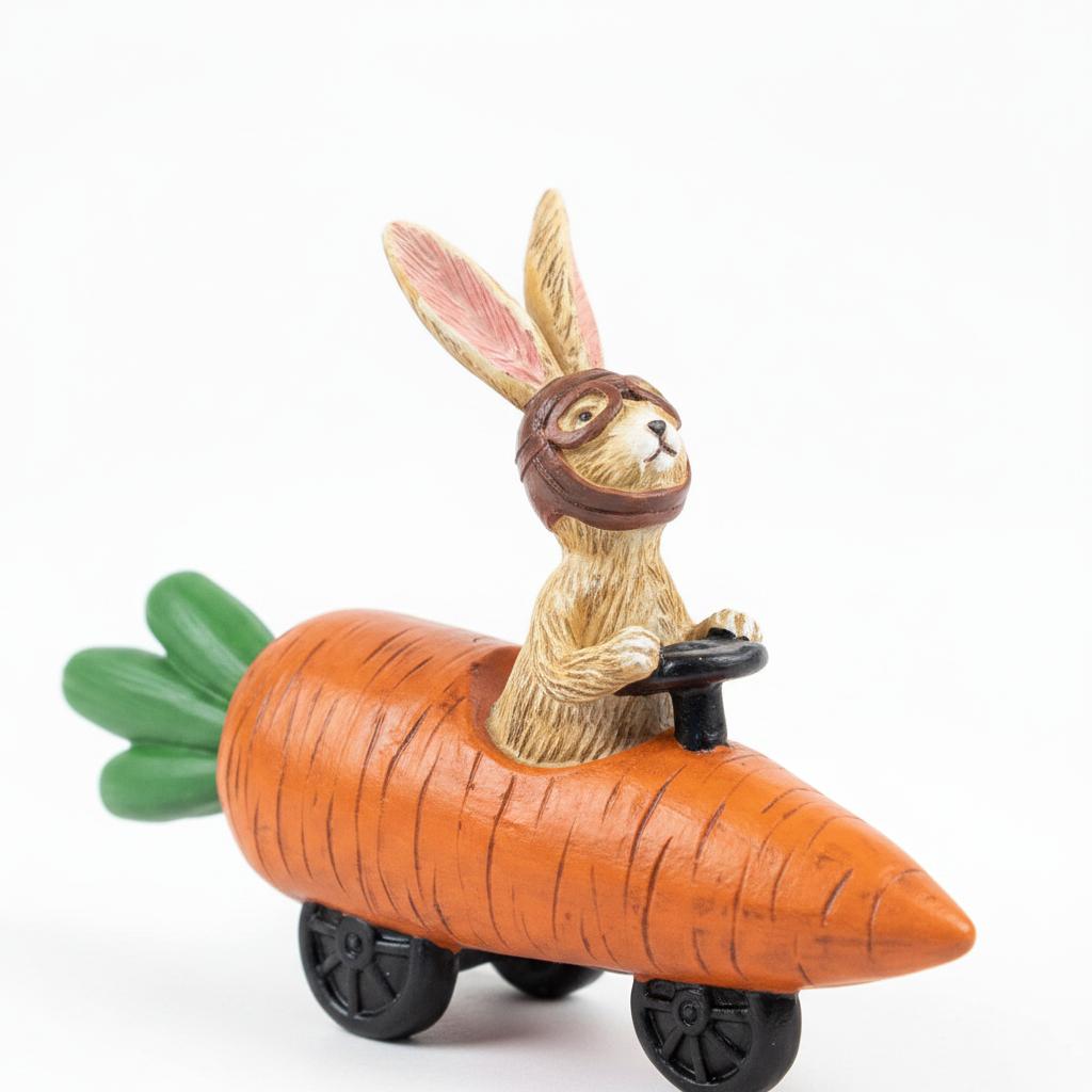 Jasper Rabbit Carrot Car Figurine - detail