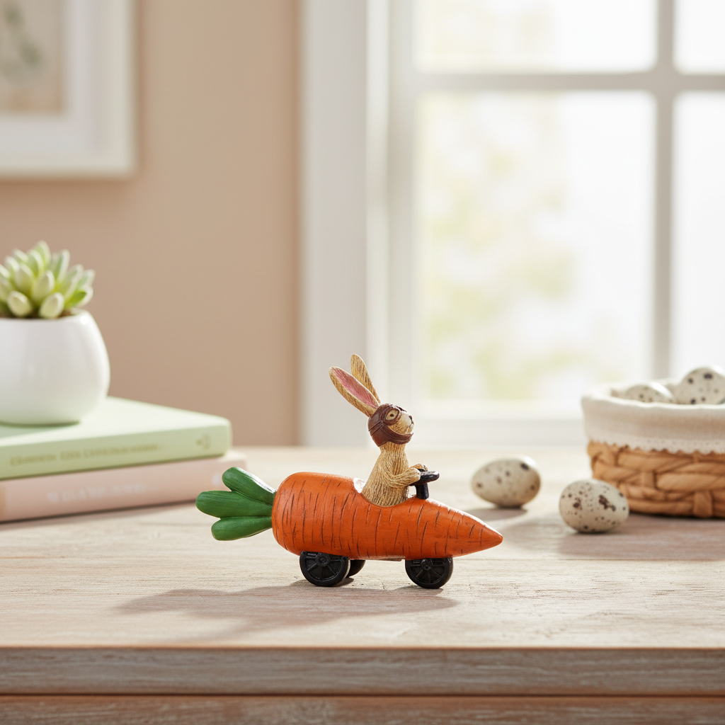 Jasper Rabbit Carrot Car Figurine - lifestyle