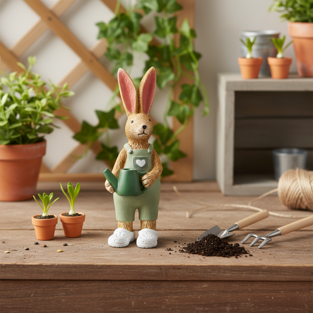 Jasper Rabbit Gardening Figurine - lifestyle