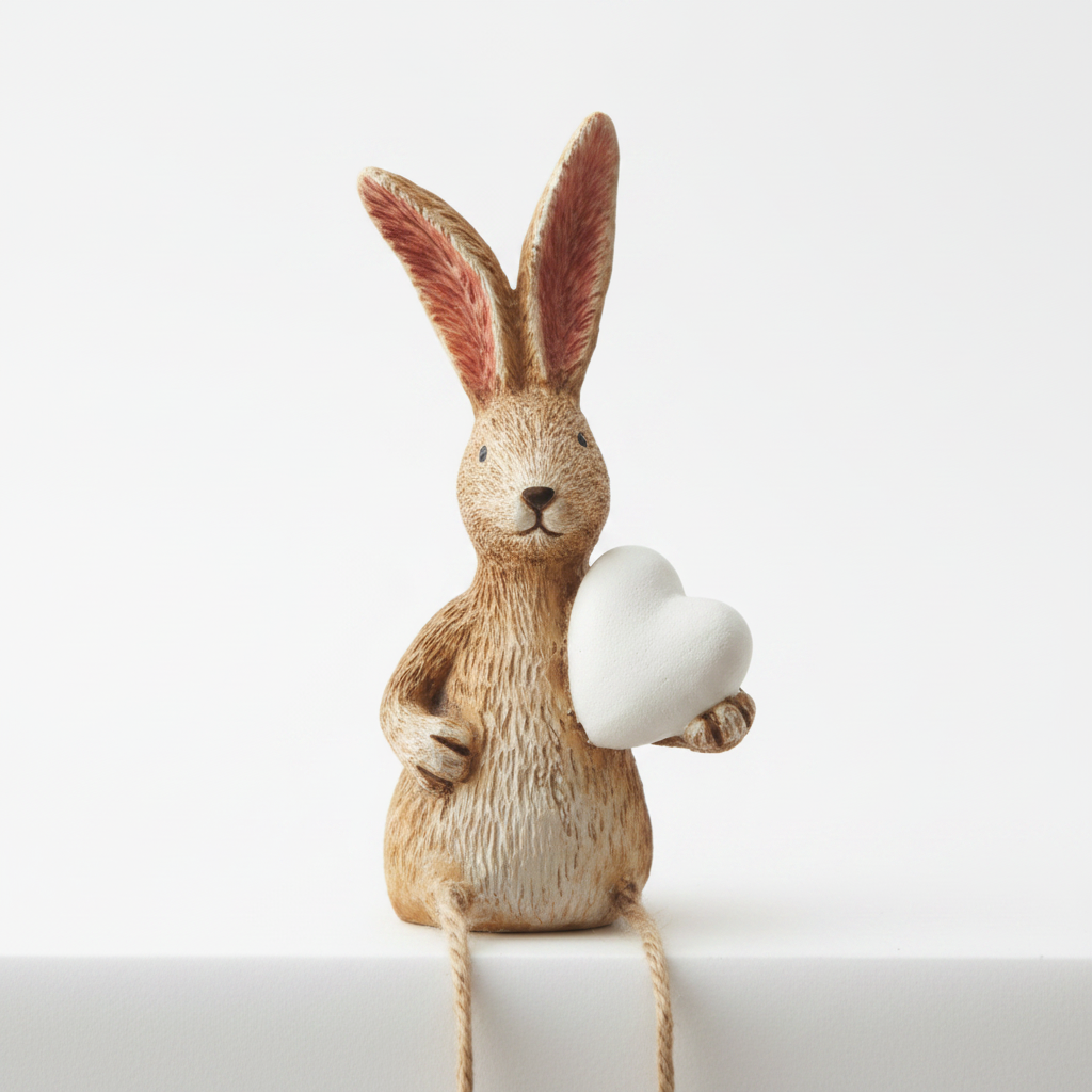 Jasper Rabbit Heart Shelf Sitter - detail