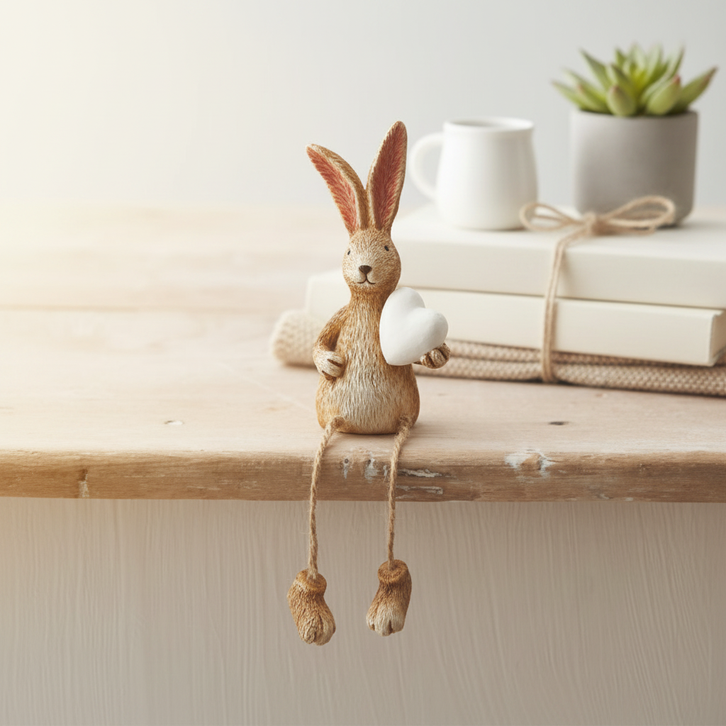 Jasper Rabbit Heart Shelf Sitter - lifestyle clean