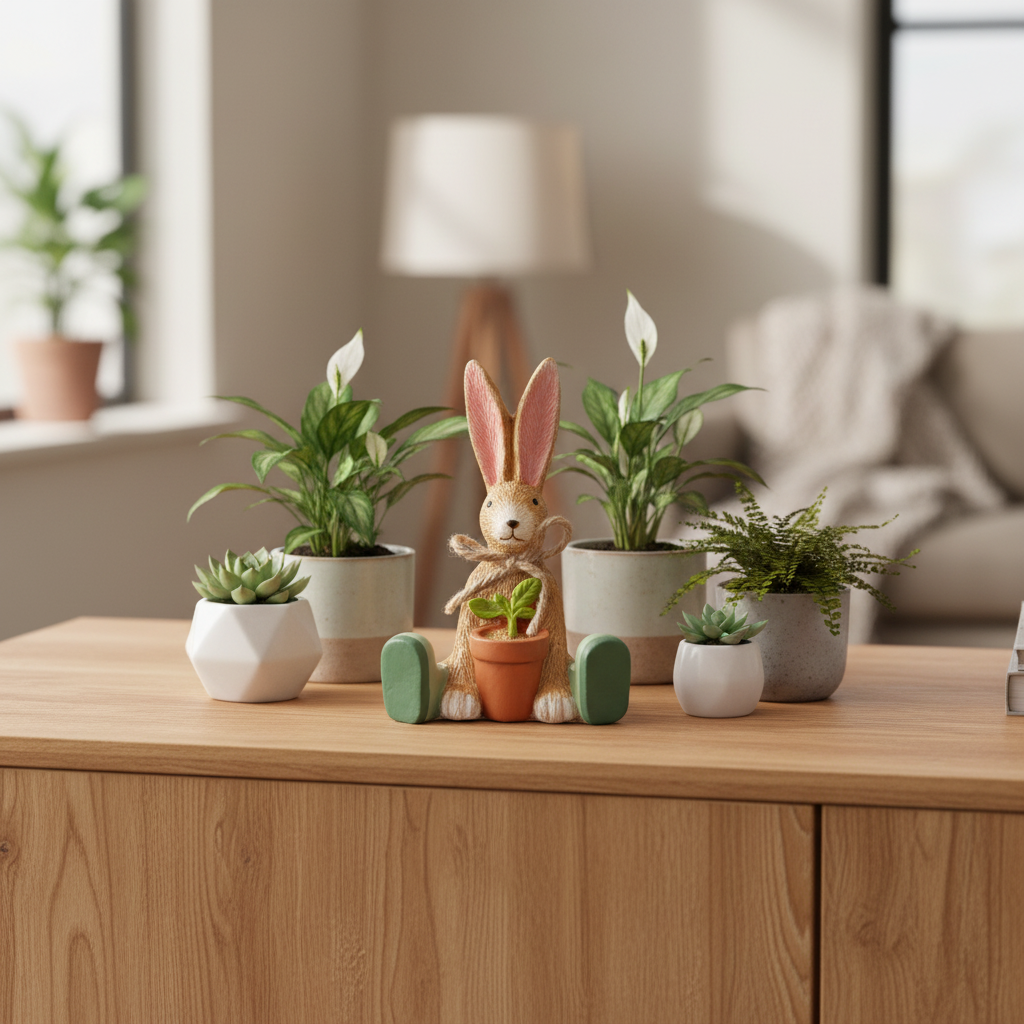 Jasper Rabbit House Plant Figurine - lifestyle retry