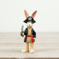 Jasper rabbit pirate figurine, a fun and adventurous decorative rabbit ornament