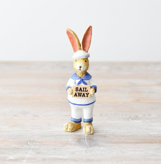 Jasper rabbit sailor sign figurine, nautical-themed decor with a playful rabbit design